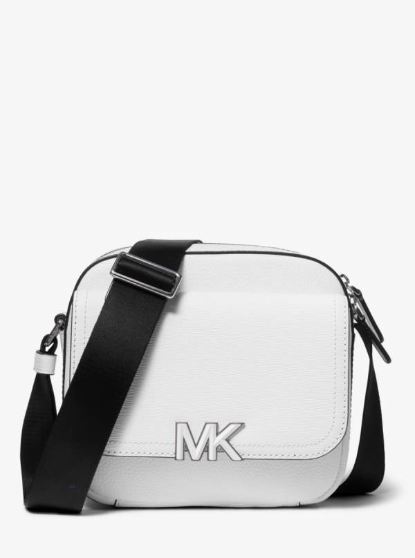 Panske Crossbody Kabelka Michael Kors Hudson Textured Leather Biele - Tasky Michael Kors Vypredaj | YCZKU-0621